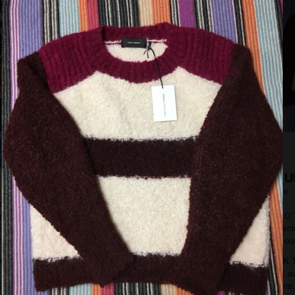 ISABEL MARANT Teddy Bear "Owel Colorblock"  Knitted Alpaca Mohair Sweater - Picture 2 of 7